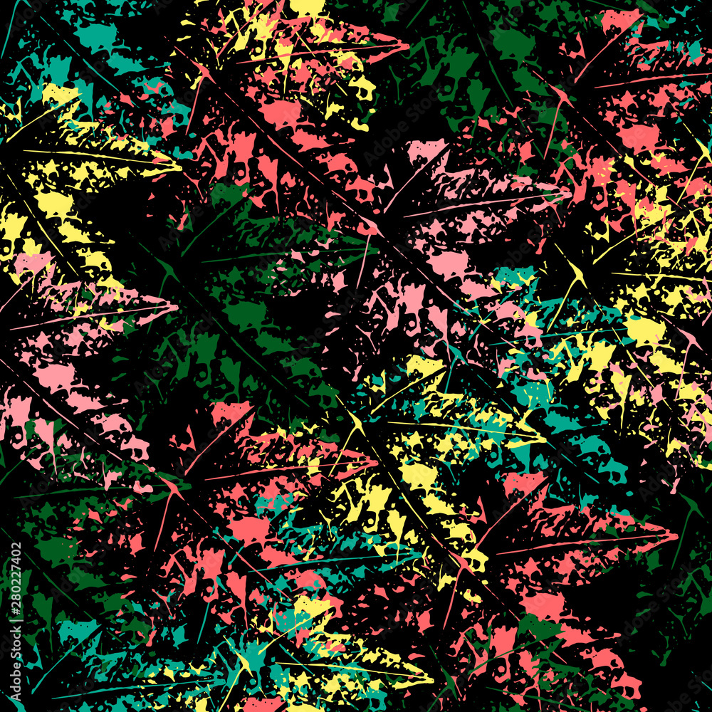 seamless pattern of leaf prints