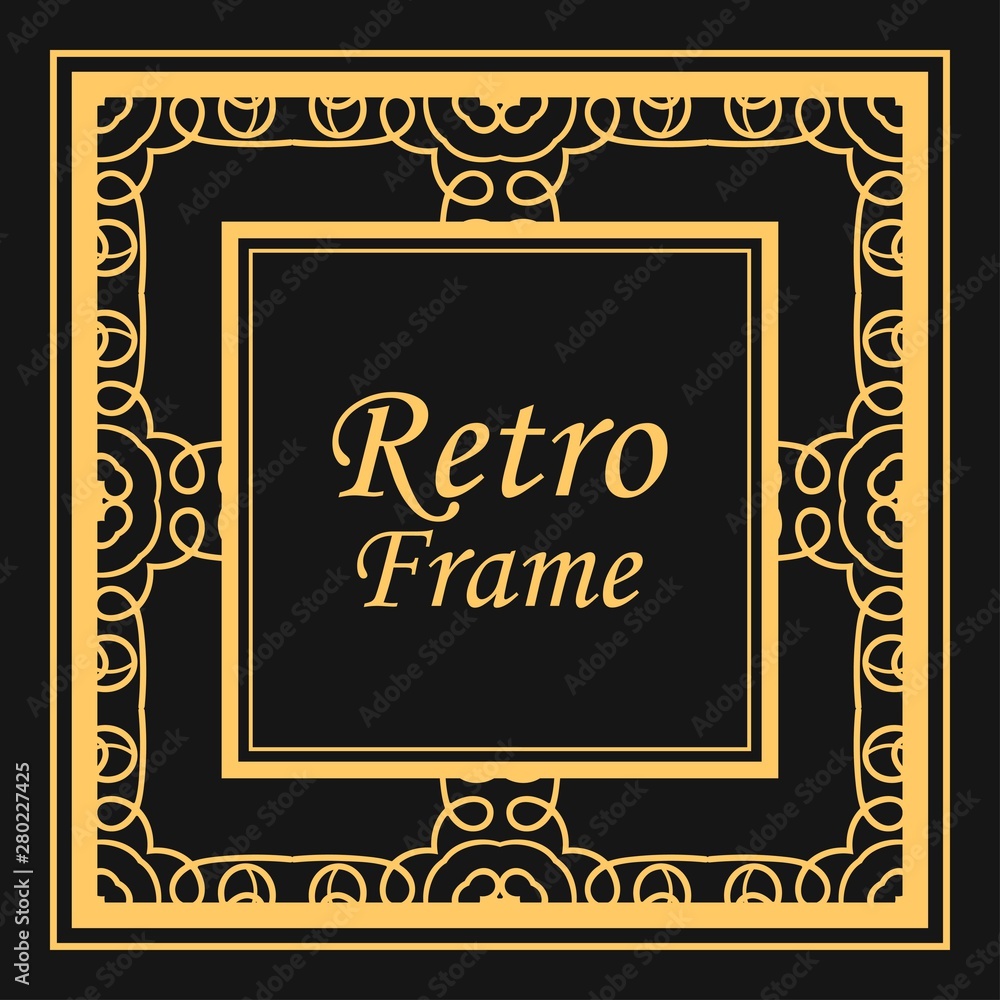 Classic vector square frame with ornate elements. Abstract modern art deco ornament with place for text. Vintage pattern