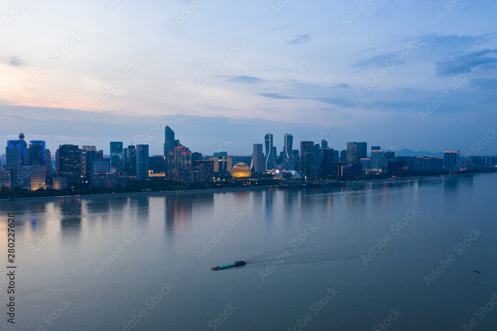 Fototapeta premium panoramic city skyline in hangzhou china