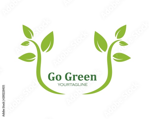 green leaf ecology nature element vector icon of go green