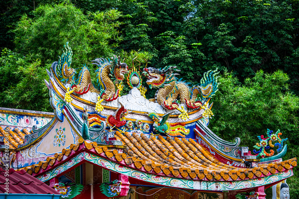 Naklejka premium Chinese shrine in public in Thailand
