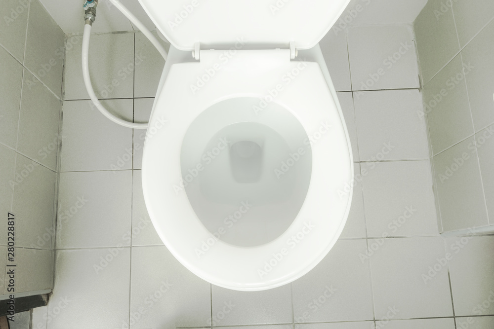 Fototapeta premium top view of the ceramic toilet bowl