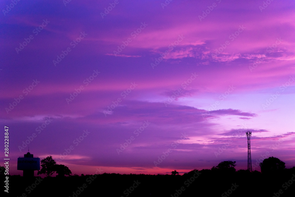 Purple sky on the bright weather in Thailand