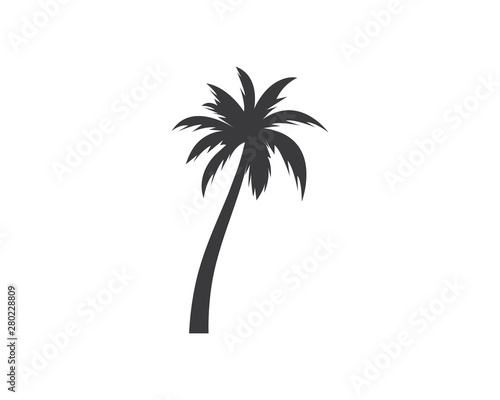 Palm tree icon of summer and travel logo vector illustration