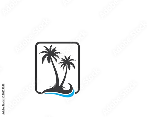 Palm tree icon of summer and travel logo vector illustration photo