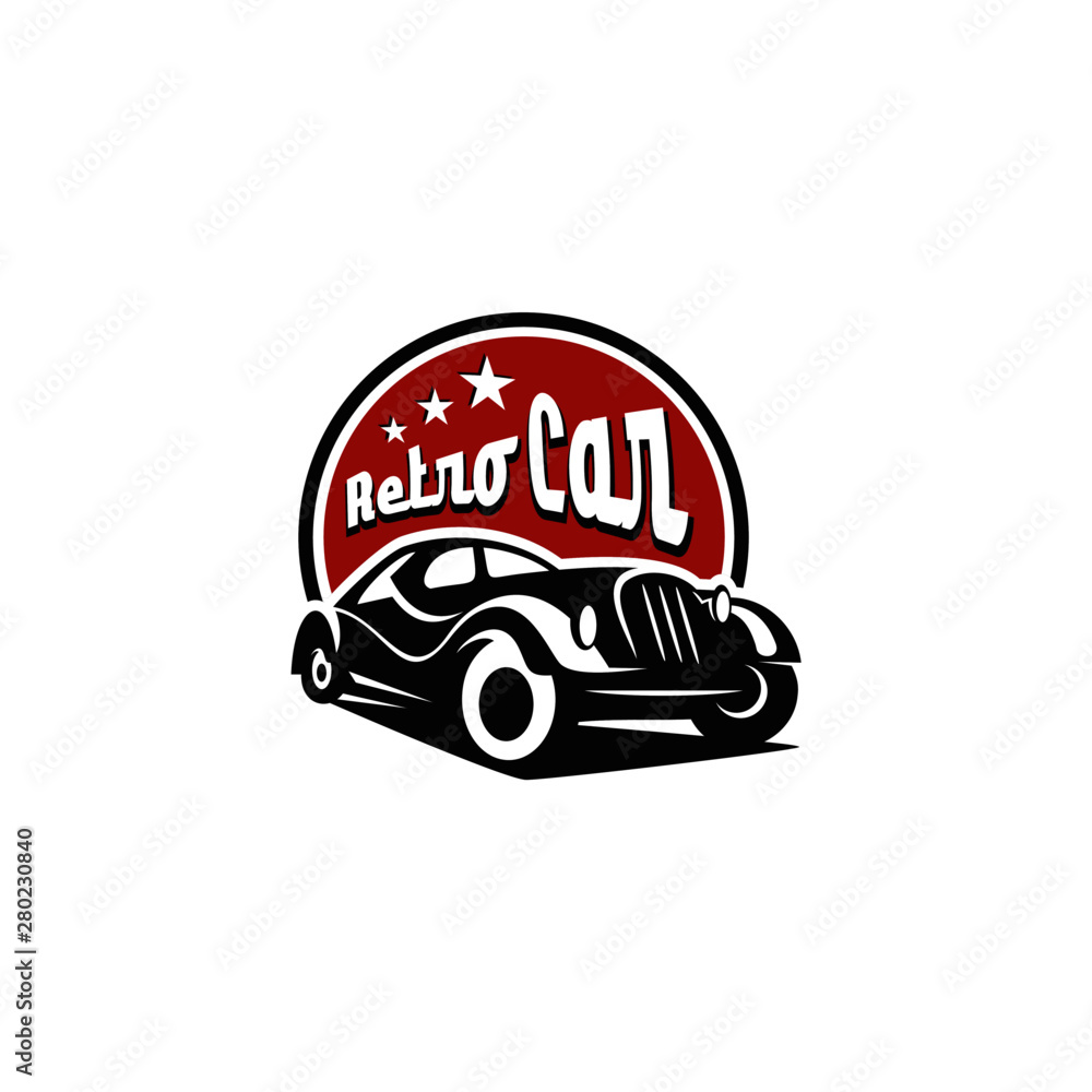 Plakat Retro Car Logo Design Template Vector