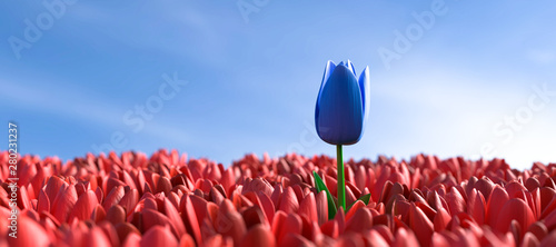 3D Illustration einzigartige blaue Tulpe
