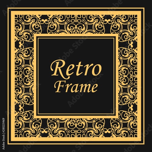 Classic vector square frame with ornate elements. Abstract modern art deco ornament with place for text. Vintage pattern