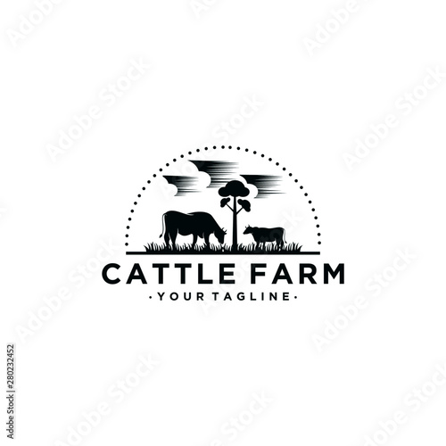 Cattle Farm Logo Design Template Vector