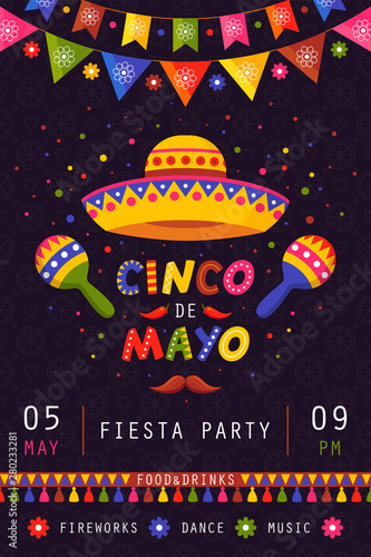 Cinco de mayo poster, traditional mexican celebration