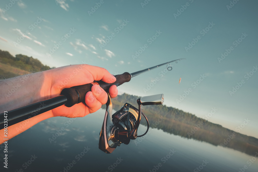 Fishing on the lake. Spinning and lure Fishing on the lake. Spinning and lure