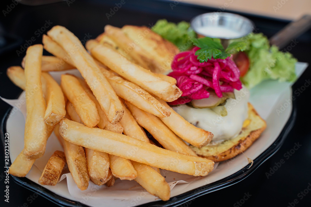 Burger French Fries, Popular Fast Food in Singapore
