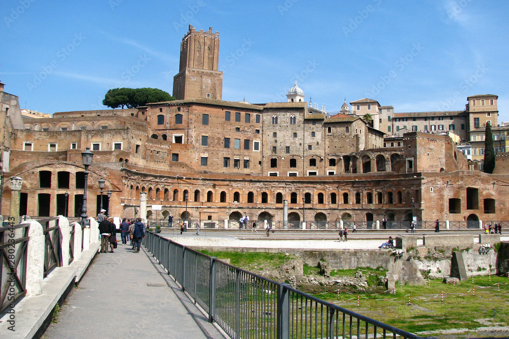 Trajan's market in Rome. The remains of an antique market building built by Emperor Trojan. Ancient Roman indoor market in the centre of Italy.