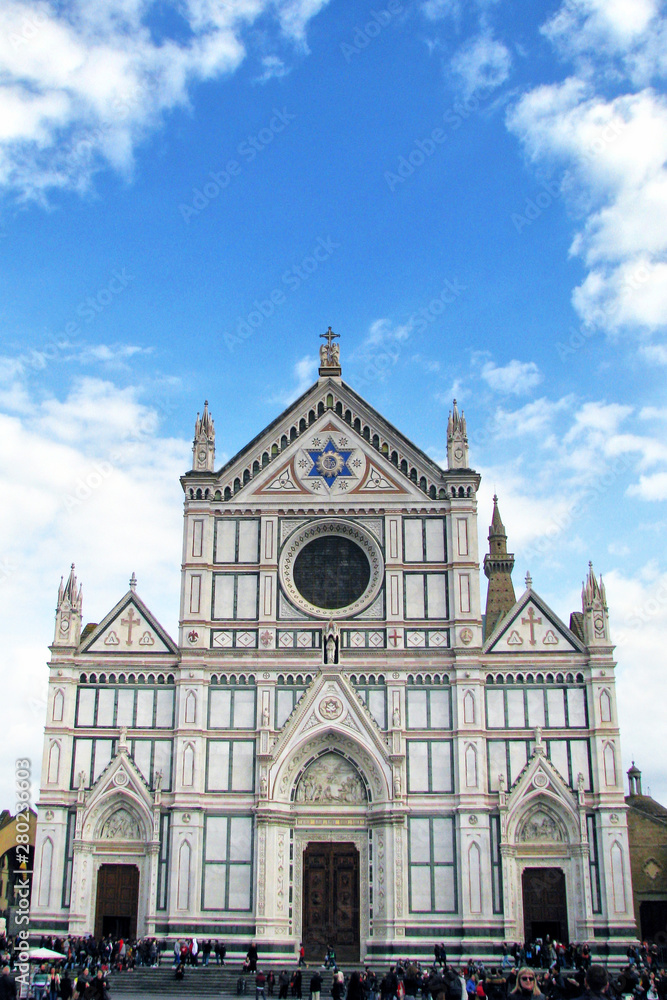 Basilica di Santa Croce in Florence, Tuscany, Italy. Florence is a popular tourist destination of Europe.