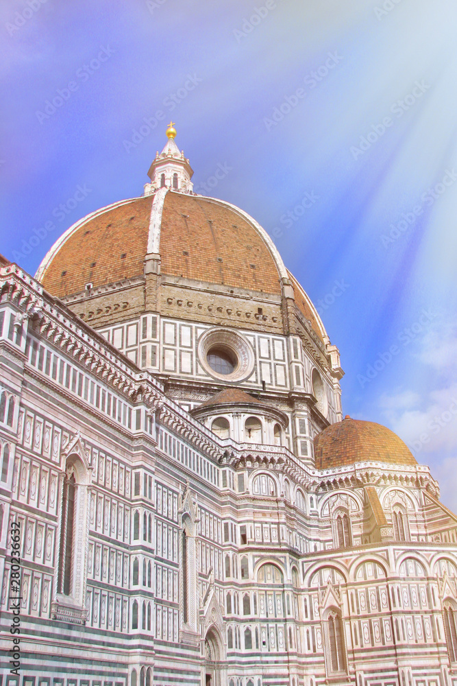 Basilica of the Holy Cross on square of the same name in Florence, Tuscany, Italy. Florence is a popular tourist destination of Europe.