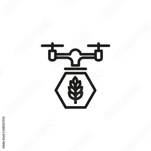 Agriculture drone line icon. Sowing, farming, agricultural technology. Organic concept. Vector illustration can be used for topics like agriculture, technology, ecology