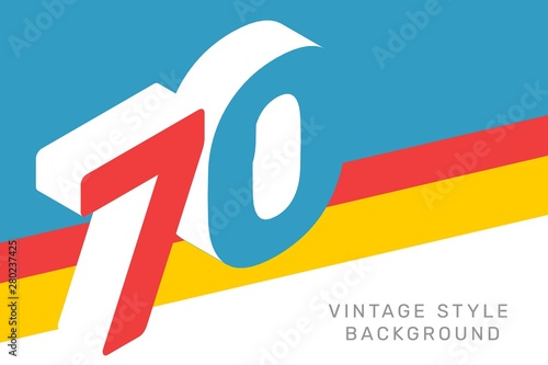 Vector isometric number 70 typography on bright color background