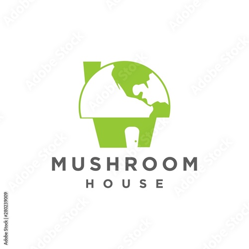 logo vector, mushroom house, which is in collaboration with earth