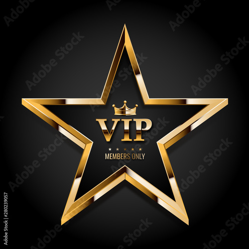 Vector Gold VIP Star with crown	