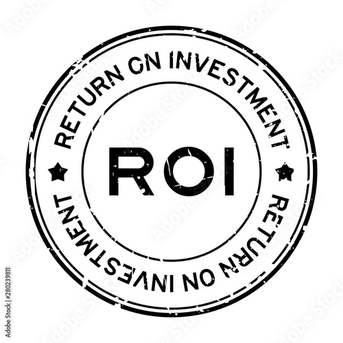 Grunge black ROI (Abbreviation of Return on Investment) word round rubber seal stamp on white background