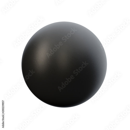 3d black sphere in studio environment, isolated on white background 3d illustration
