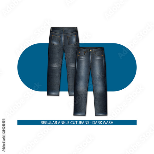 REGULAR CUT ANKLE JEANS DARK WASH