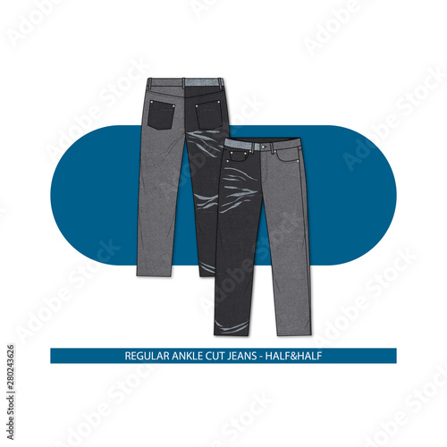 REGULAR CUT ANKLE JEANS - HALF&HALF