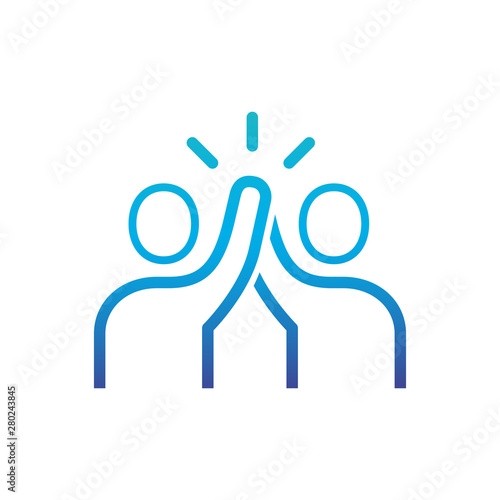Friends giving high five. vector illustration isolated on white background.