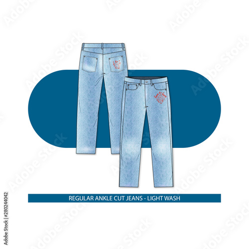 REGULAR CUT ANKLE JEANS LIGHT WASH