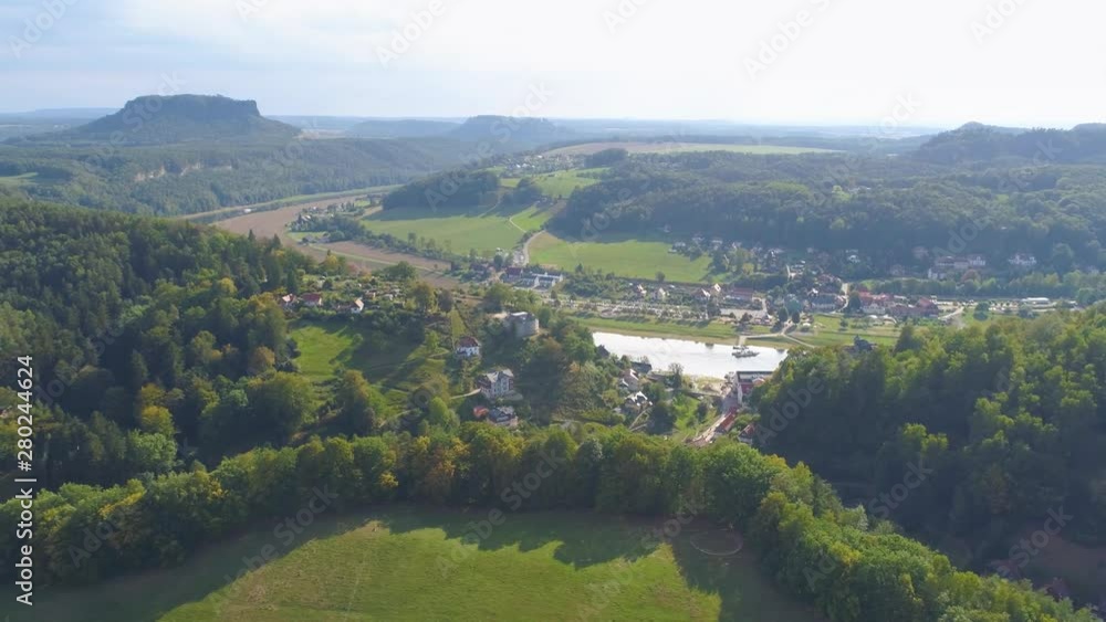 Bastei Park in Saxony, Germany, wonderful aerial drone panorama view. Bastei Park in Saxony, Germany, wonderful aerial drone panorama view.