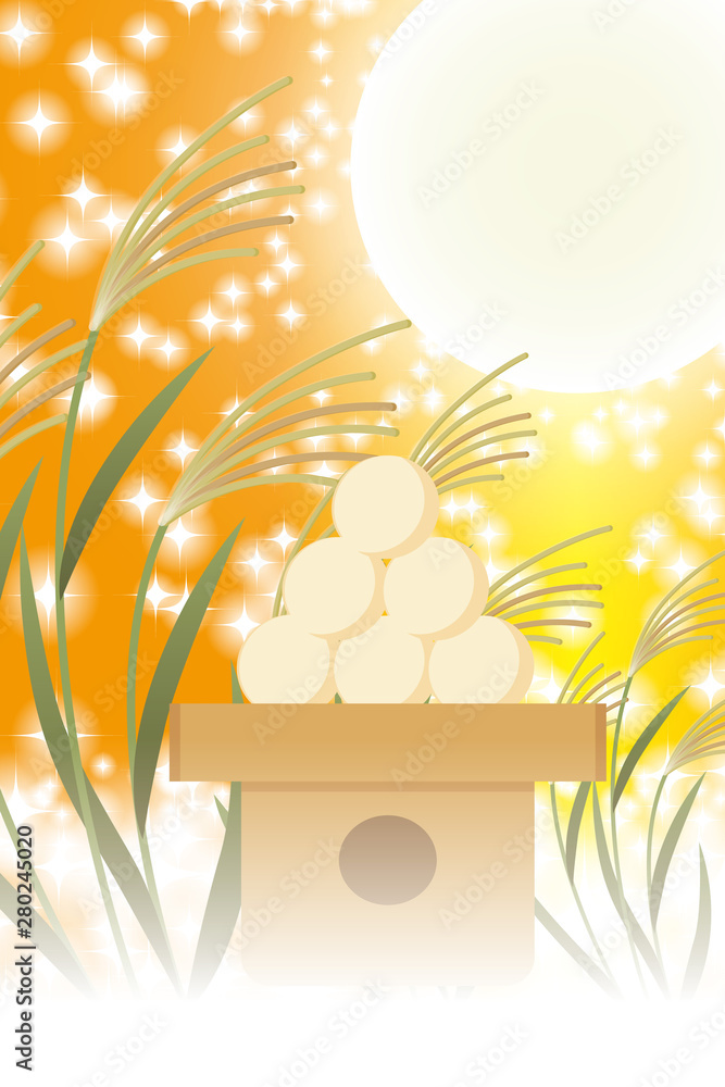 Background Wallpaper Vector Illustration Design Image Japan China Asia Free Size 背景 壁紙 ベクター イラスト デザイン 無料 無料素材 バックグラウンド フリー素材 イメージ 和風素材 日本 お月見団子 伝統行事 すすき 満月 十五夜 月光の