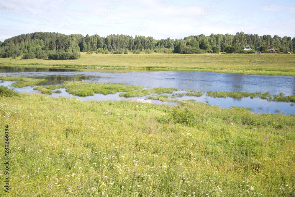 River landscape summer sunny morning River landscape summer sunny morning