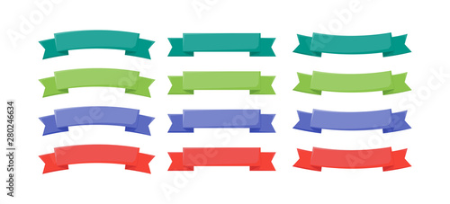 set of narrow color ribbons in flat