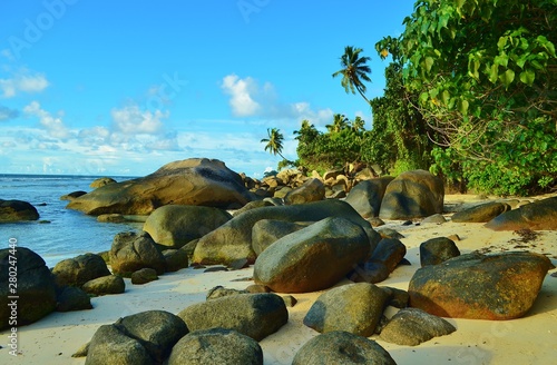 Bo Valon beach on the northwest coast of Mahe in the Seychelles