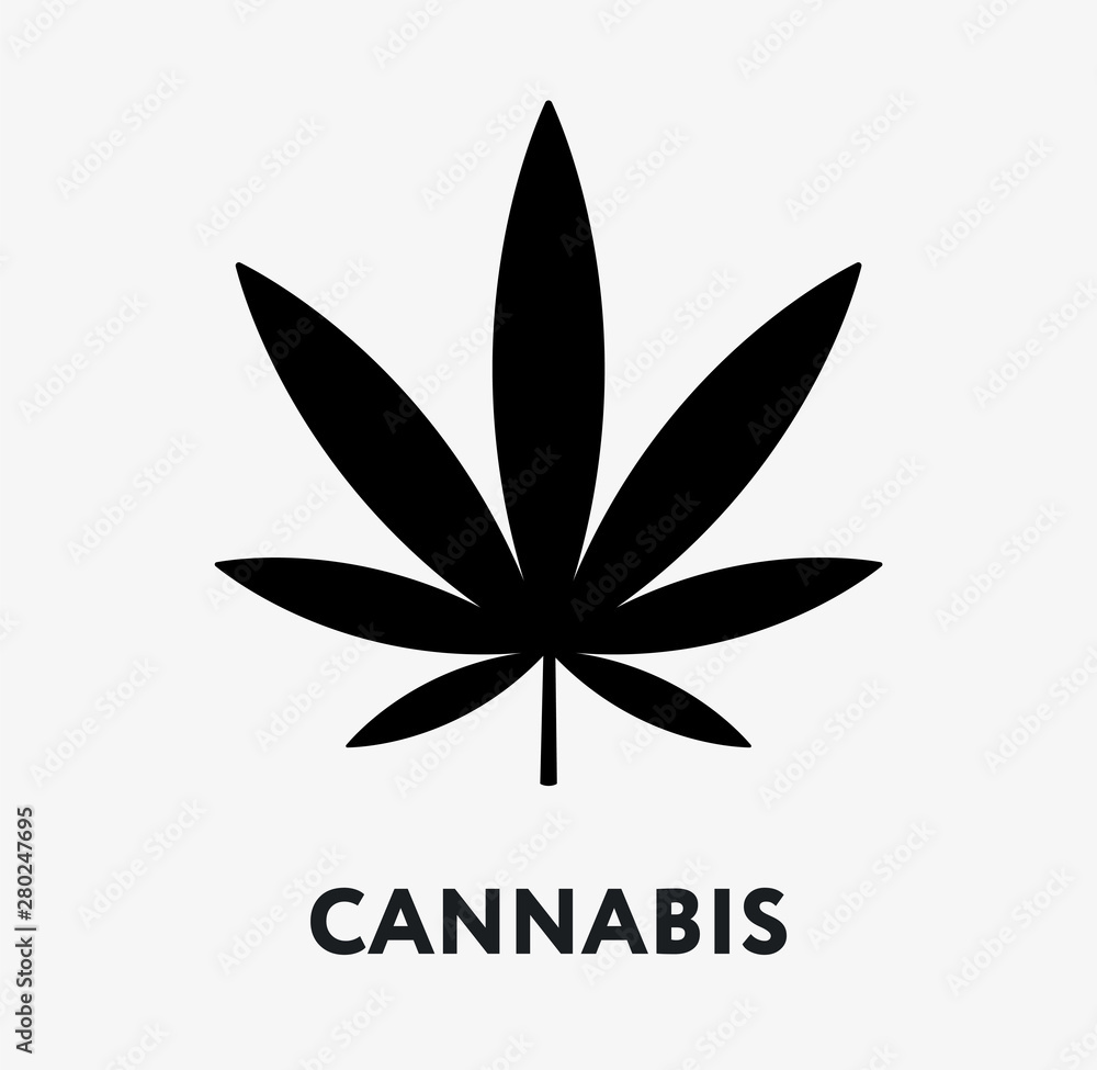 Cannabis Plant Leaf Marijuana. Vector Line Icon Cannabis Plant Leaf Marijuana. Vector Line Icon