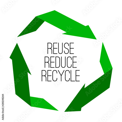 Isolated polygonal recycling symbol with text - Vector