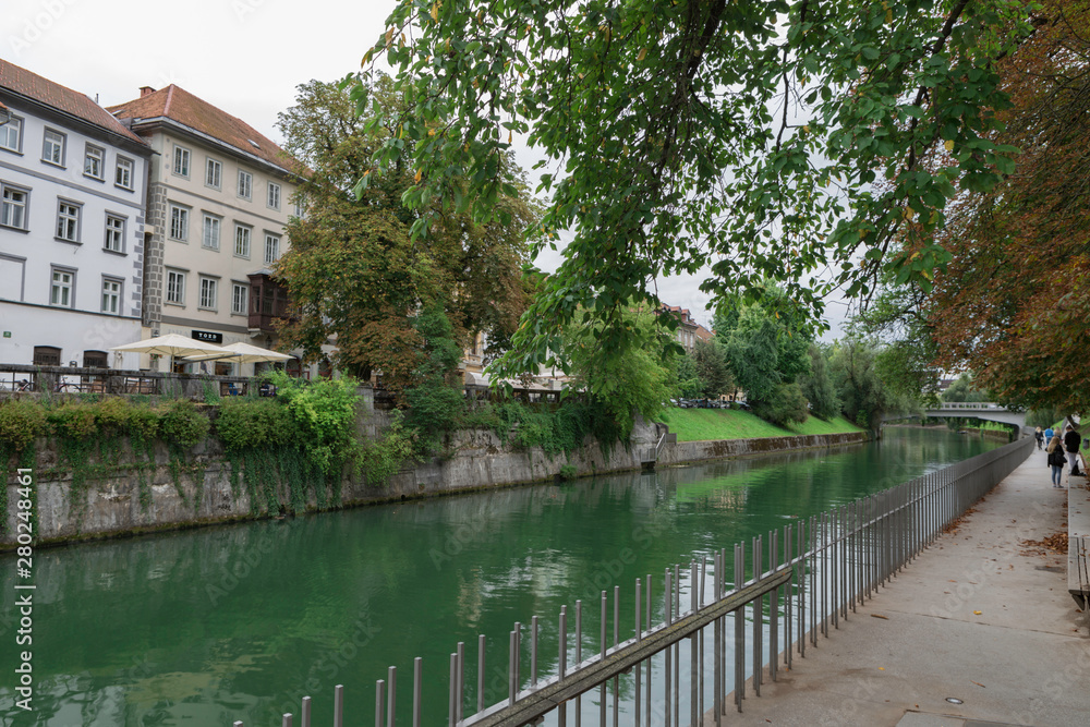 Ljubljana,Slovenia,6,2016: Street, river, bridges with dragons, magical city. Ljubljana,Slovenia,6,2016: Street, river, bridges with dragons, magical city.