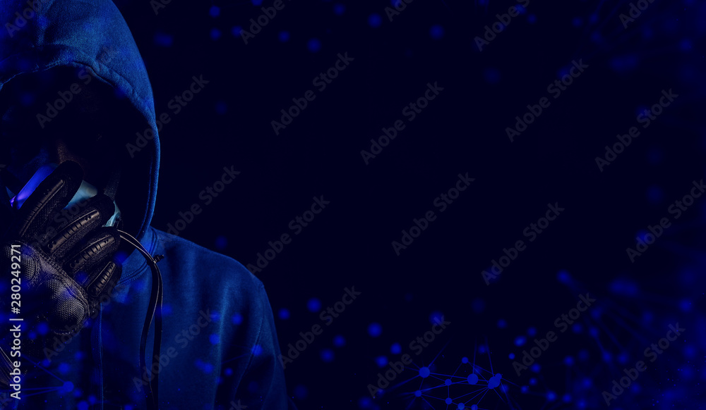 hacker man hood outfit mask with glove in privacy virus network and ai hologram robotic concept, data deep learning, server security hacking hacker man hood outfit mask with glove in privacy virus network and ai hologram robotic concept, data deep learning, server security hacking