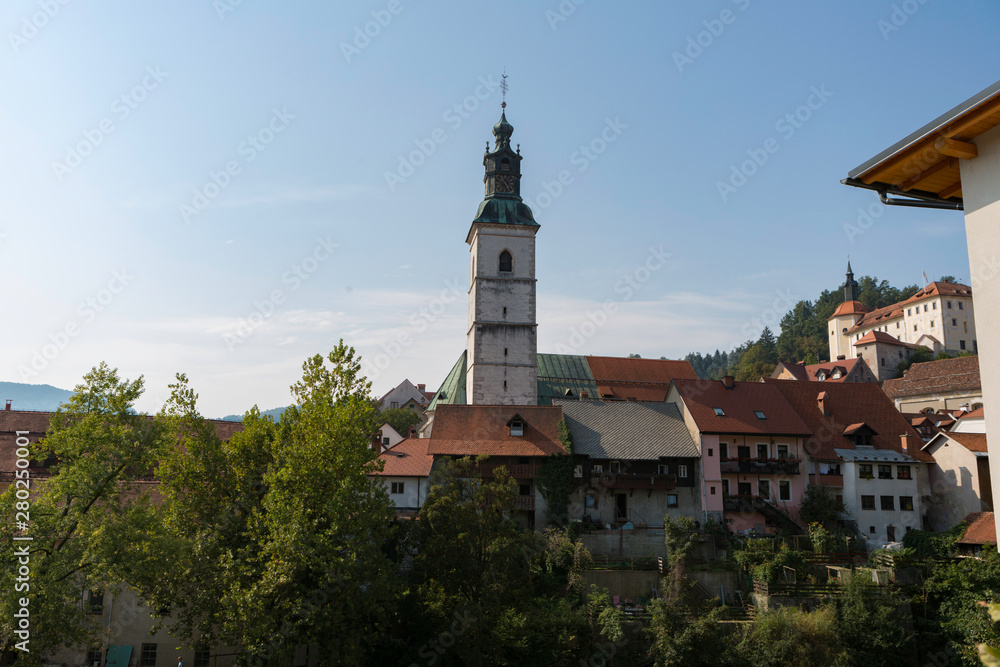 Skofja Loka,Slovenia,12,2016;picturesque medieval scene of the Passion