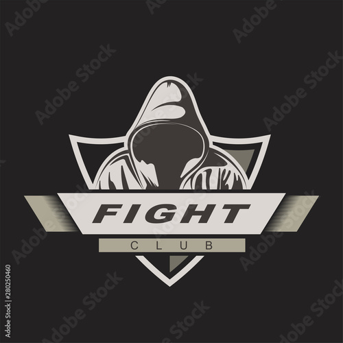 Hooded man. Mix fight logo template. Fight club label. Assasin gaming mascot,
