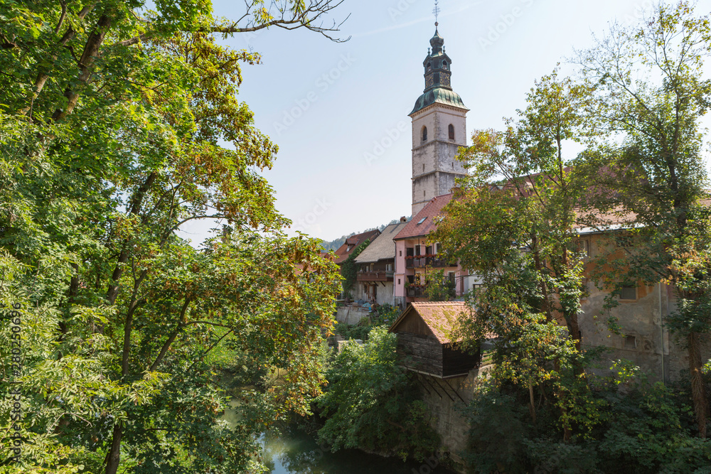 Skofja Loka,Slovenia,12,2016;picturesque medieval scene of the Passion