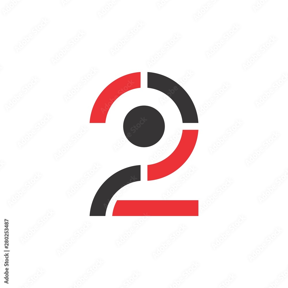 Number Two with circle logo design vector Number Two with circle logo design vector