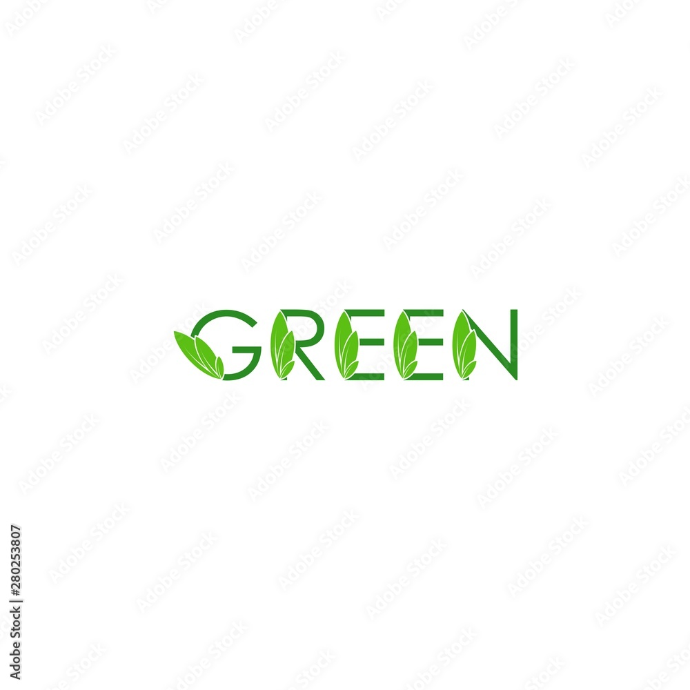 Letter GREEN with Leaf logo design vector Letter GREEN with Leaf logo design vector