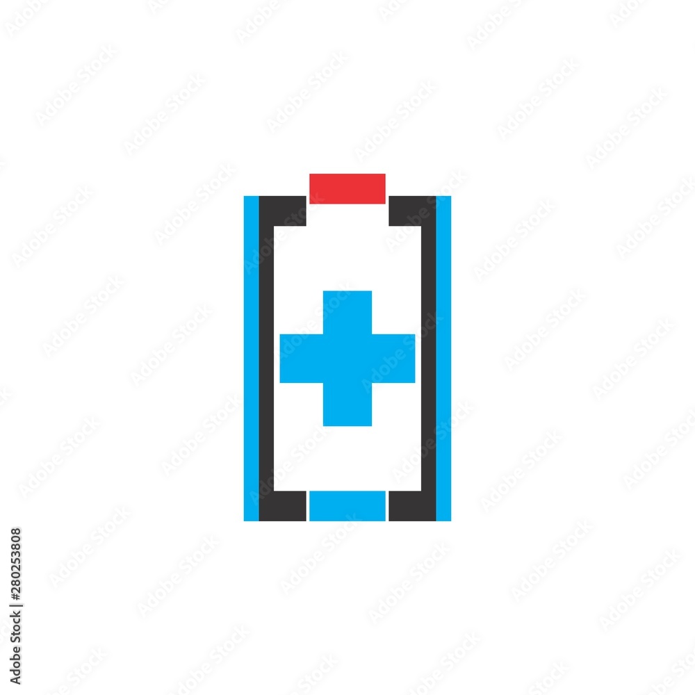 Battery with Plus logo design vector Battery with Plus logo design vector