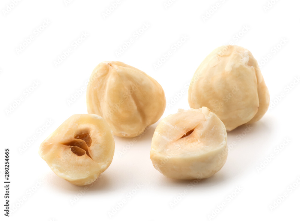 Hazelnuts isolated on the white background Hazelnuts isolated on the white background