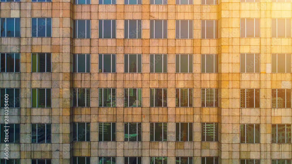 Aerial view of Building, window close up. Aerial view of Building, window close up.