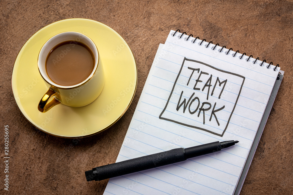 teamwork handwriting in notebook teamwork handwriting in notebook