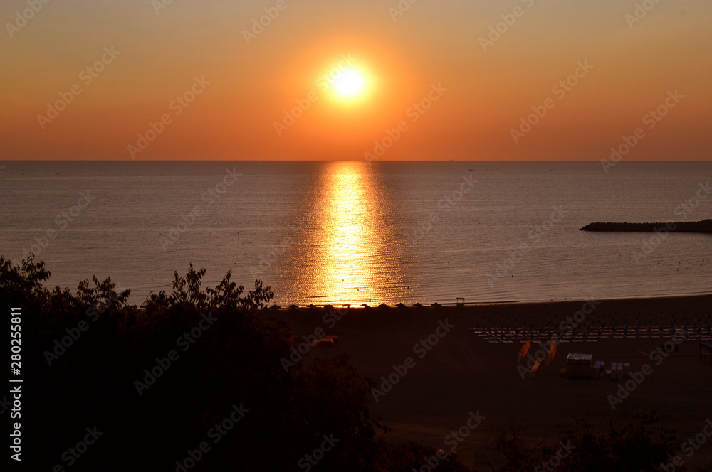 Sunrise at the Black Sea, in Constanta, Romania, Eastern Europe