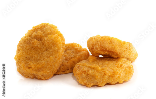 Fried chicken nuggets isolated on white