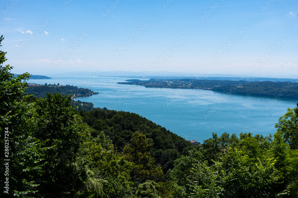 The turquoise Lake Constance seen from above